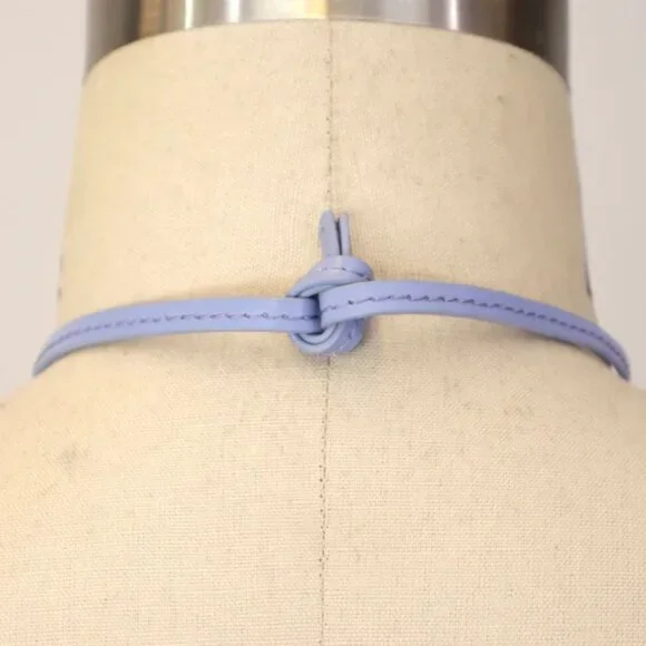 STAUD Shirley Micro Necklace in  Blue Hydrangea Color Leather - Picture 6 of 12